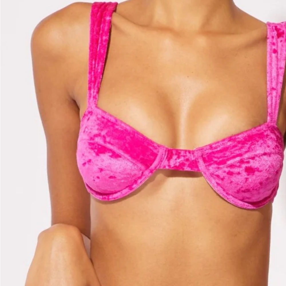 NWT Solid & Striped Velvet Bikini Set